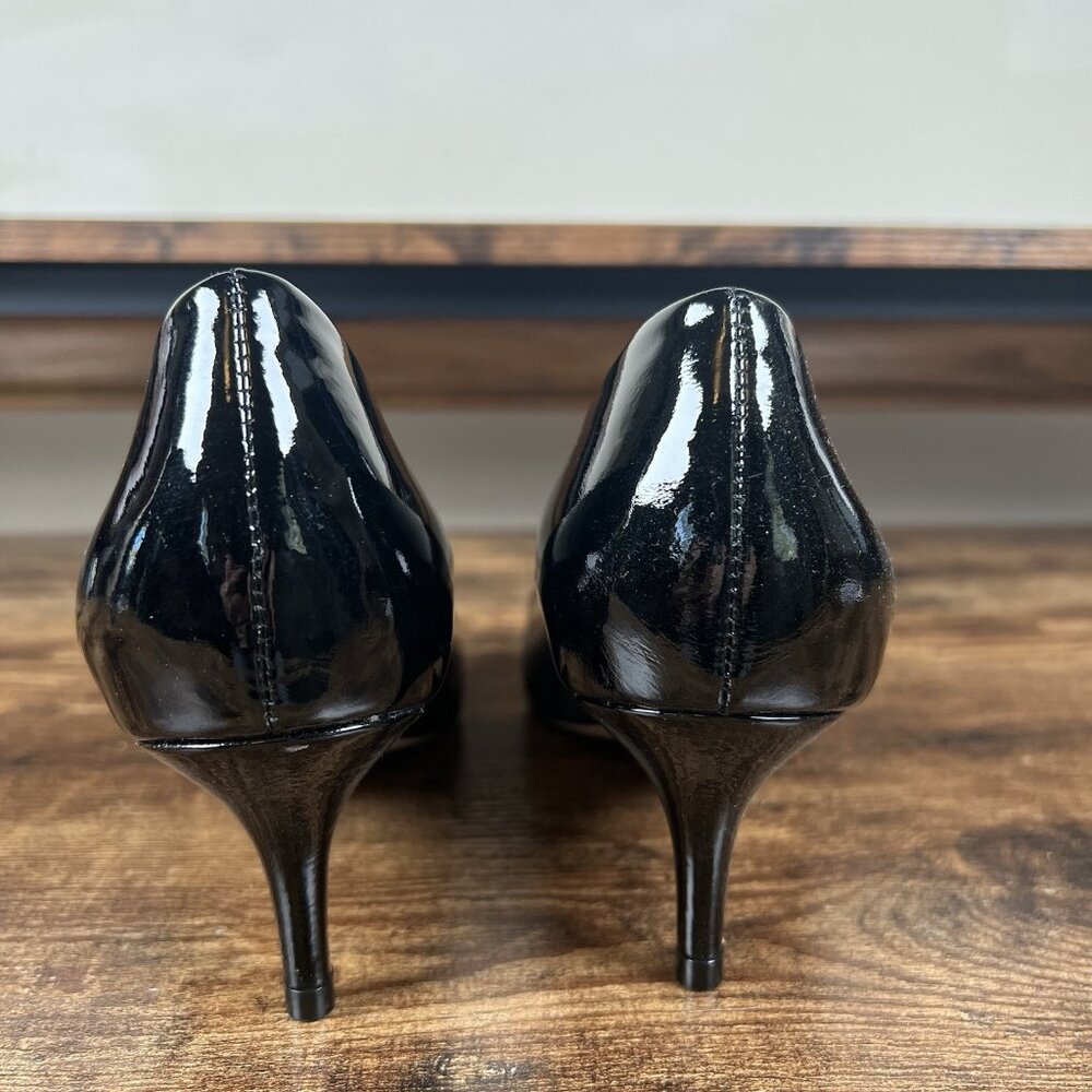 Joan Oloff Vero Cuoio Patent Leather Pumps 2.5" Heel Black Shiny - Picture 7 of 10
